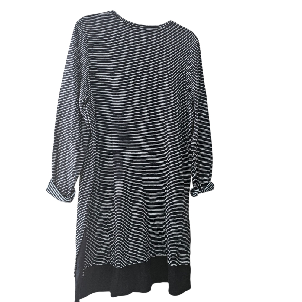 J.Jill Dress XL Mixed Media Shirttail  Striped Womens Blue Cotton - Picture 2 of 5